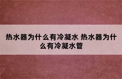 热水器为什么有冷凝水 热水器为什么有冷凝水管